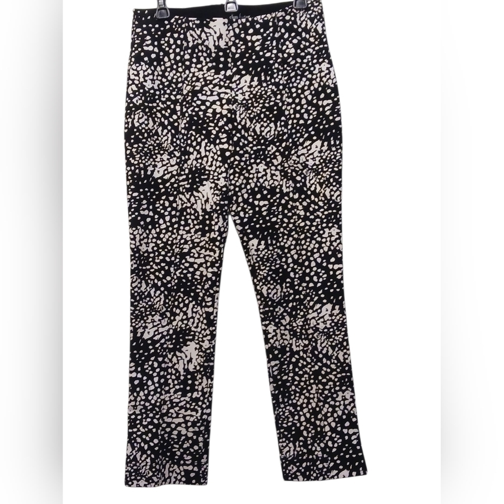 Investments - Black W/White Geometric Design, Slim Factor Ankle Pants, Size Med.
